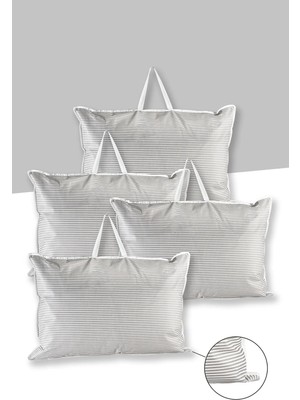 PremiumPort 4 Adet Gri Çizgili Yastık Saklama Çantası 67X45 cm