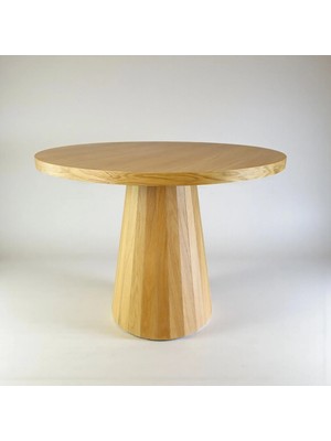 Kleinhaus Furniture Eliar Meşe Kaplama Yuvarlak Ahşap Yemek Masası
