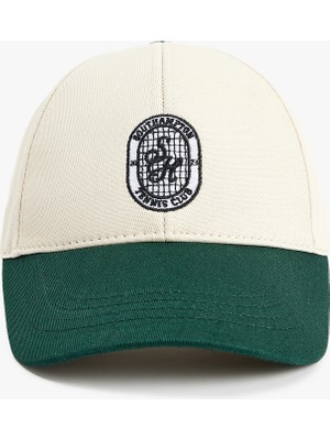 Koton Nakışlı Pamuklu Renk Kontrastlı Kep Şapka