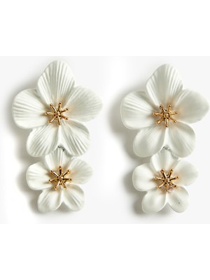 Koton Büyük Boy Çelik Karışımlı Sallantılı Çiçekli Küpe