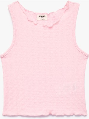 Koton Kız Çocuk Kolsuz Bisiklet Yaka Atlet Orta Kalınlık Pembe Günlük Stil Polyester Karışımlı