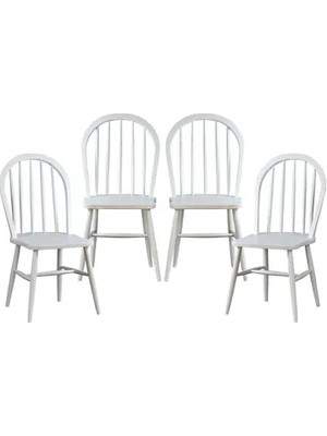 Vivense Limas Ahşap Beyaz Mutfak Sandalyesi,  4 Adet
