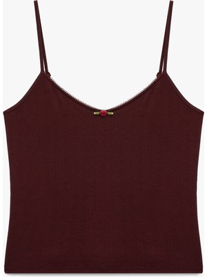 Koton Viskon Karışımlı V Yaka Askılı Rahat Kesim Pijama Üstü