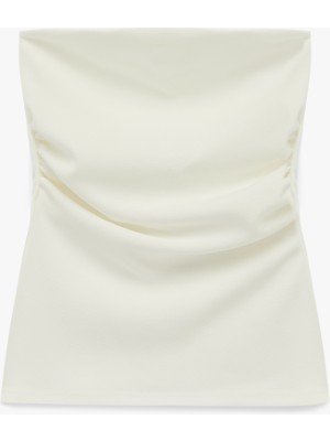 Koton Slim Fit Drape Detaylı Straplez Top