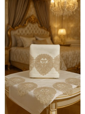 PremiumPort Fransız Güpürlü Havlu Bohça Takımı, Nişan ve Çeyizlik Set