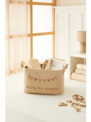 PremiumPort Çocuk Odası Jüt Keten Kumaş Saklama Sepeti 30X21X18