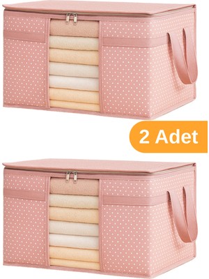 PremiumPort Iki Adet Pencereli Kazak Hurcu, Pembe Benekli, 45X40X30 cm