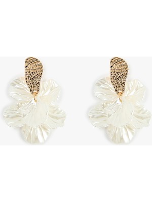 Koton Dokulu Çelik Karışımlı Sallantılı Çiçekli Küpe