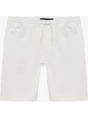 Koton Pamuklu Bermuda Cepli Slim Fit Beli Bağcıklı Jean Şort