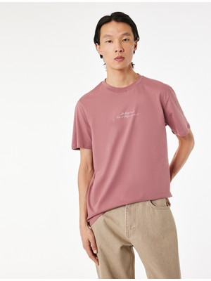 Koton Pamuklu Kısa Kollu Bisiklet Yaka Baskılı Slim Fit Tişört
