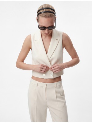 Koton Cepli Düğmeli Kruvaze Blazer Yelek