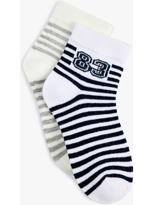 Koton Pamuklu 2'li Çizgili Soket Çorap Seti