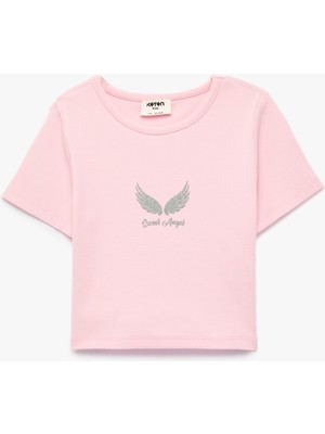 Koton Pamuklu Bisiklet Yaka Kısa Kollu Baskılı Tişört