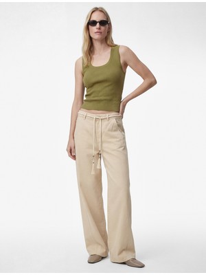 Koton Pamuklu Normal Bel Kemerli Geniş Paça Pantolon -  Wide Leg Jeans