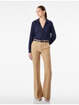 Koton Regular Fit Düğmeli Uzun Kollu Şifon Gömlek