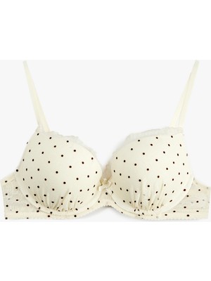 Koton Destekli Dantel Detaylı Puantiyeli Tül Ekstra Dolgulu Sütyen