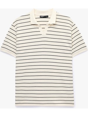 Koton Regular Fit Kısa Kollu Pamuklu Çizgili Polo Yaka Tişört