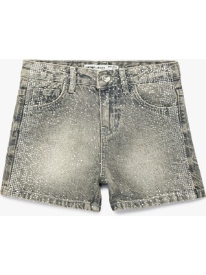 Koton Pamuklu Taş Detaylı Denim Şort