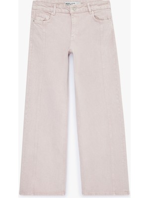 Koton Pamuklu Düşük Bel Nervürlü Geniş Paça Denim Pantolon  - Wide Leg Jeans