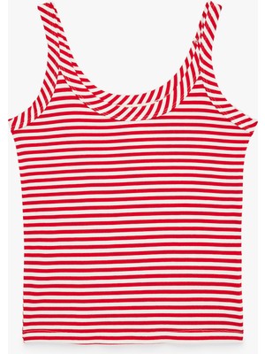 Koton Slim Fit U Yaka Askılı Çizgili Atlet