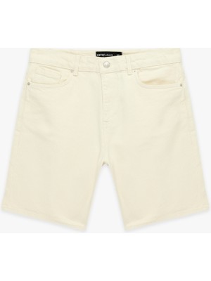 Koton Normal Bel Pamuklu Bermuda Straight Fit Jean Şort