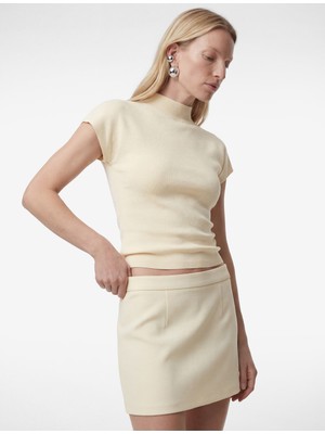 Koton Pamuklu Slim Fit Kolsuz Dik Yaka Fitilli Tişört