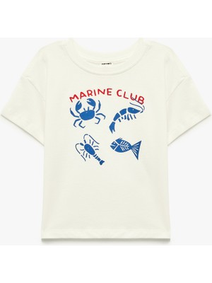 Koton Erkek Çocuk Pamuklu Kısa Kollu Baskılı Tişört Günlük Stil Cepsiz Oversize