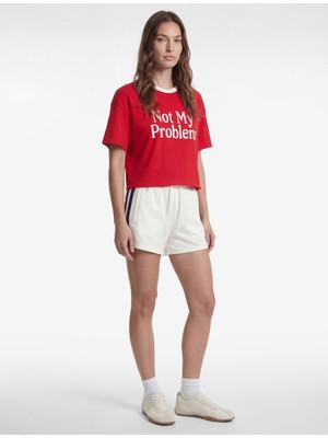 Koton Baskılı Yarım Kollu Bisiklet Yaka Oversize Spor Tişört