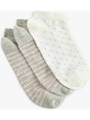 Koton 3'lü Desenli Pamuklu Patik Çorap Seti