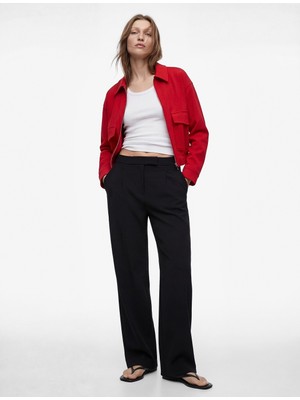 Koton Viskon Karışımlı Pile Detaylı Cepli Kumaş Pantolon