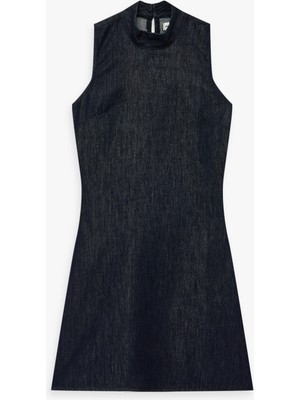 Koton Dik Yaka Kolsuz Mini Denim Elbise