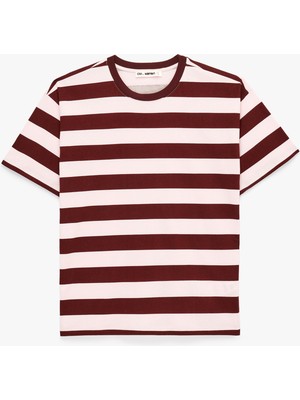 Koton Kısa Kollu Bisiklet Yaka Pamuklu Çizgili Tişört