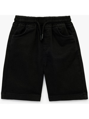 Koton Beli Bağcıklı Cep Detaylı Slim Fit Denim Şort