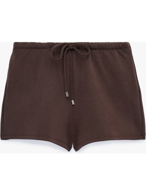 Koton Viskon Karışımlı Beli Bağcıklı Cepli Mini Şort