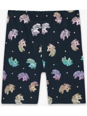 Koton Pamuklu Beli Lastikli Unicorn Desenli Kısa Tayt