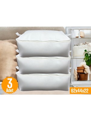 PremiumPort 3'lü Beyaz Baza Altı ve Çekyat Tipi Hurç, 62X44X22 Cm, Xl Boy