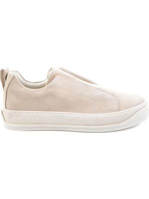 Bambi Bej Hakiki Deri Erkek Sneaker E01549000402