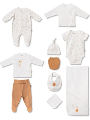 BabyCosy Organic Wear %100 Organik Pamuk 10’lu Hastane Çıkış Seti Yenidoğan Bebek Seti – Zıbın, Tulum, Pantolon, Şapka, Battaniye & Aksesuar Set