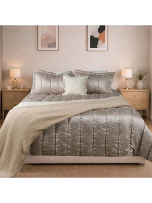 Luna Bueno Glory Pearl Silver Çift Kişilik Yatak Örtüsü