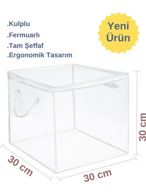 PremiumPort Şeffaf Pvc Küp Çanta Organizer, Dolap Içi Düzenleyici 30X30X30