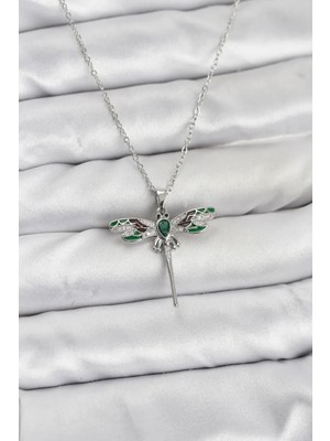 Vice Avm 316L Çelik Zincir Gümüş Renk Yusufçuk Model Zirkon Taşlı Kadın Kolye (VICE/1395)