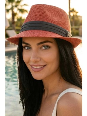 Tezzgelsin Kadın Hasır Fötr Şapka Siyah Bantlı Yazlık Plaj Şapkası Jackson Model