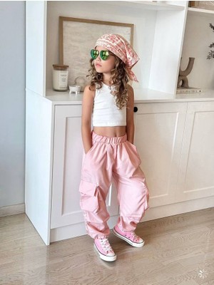 La’ciel Paris Pembe Crop Paraşüt Kumaş Set