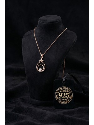 Erdobia 925 Ayar Zirkon Taşlı Rose Çiçekli Halka Gümüş Kolye