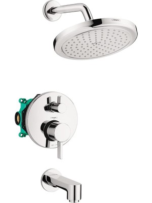 Hansgrohe Croma Komple Duş ve Küvet Sistemi Duş Seti Modern 1-Sprey Kolay Kontrol, Krom, Kaba ve Duş