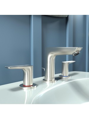 Hansgrohe Talis E Modern Easy Install Easy Clean 2-Handle 3 5-Inch Tall Bathroom Sink Faucet In Brus