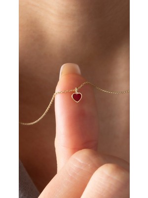 Wind Silver Kırmızı Zirkon Taşlı Kalp 925 Ayar