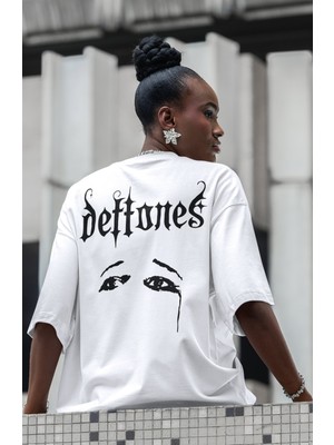 Sevbano Deftones Rock Metal Müzik Grubu Sırt Baskılı Unisex Oversize Tişört