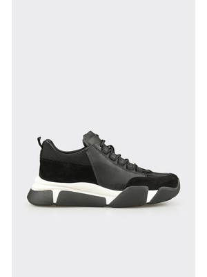 Elle Siyah Deri Erkek Spor Ayakkabı