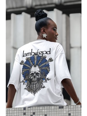Sevbano Lamb Of God Rock Metal Müzik Grubu Sırt Baskılı Unisex Oversize Tişört